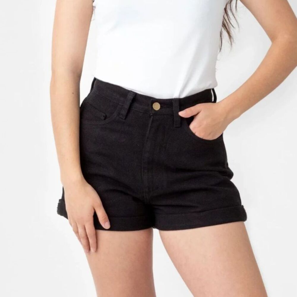 Los Angeles Apparel Cuffed Black Denim Shorts